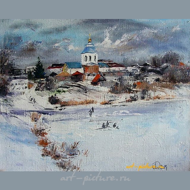 Зима.Рыбаки акрил,холст