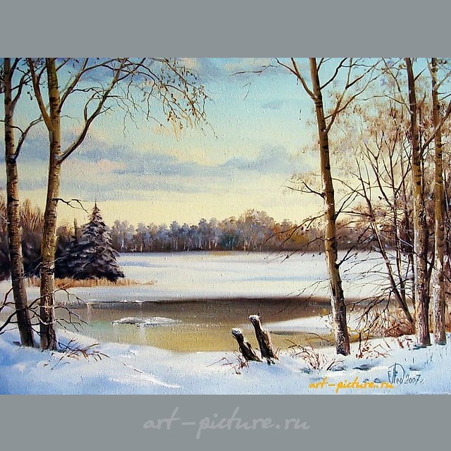 Замёрзшая река масло,холст