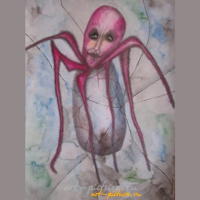 Паук акварель,карандаш,акварельная бумага