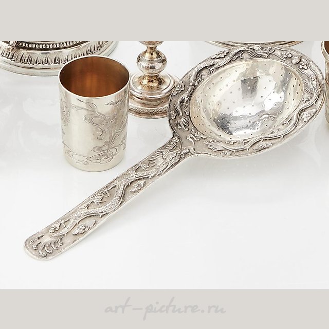 Ситечко, 96 гр, 900 пр, длина 19,2 см, ширина черпака 7,5 см