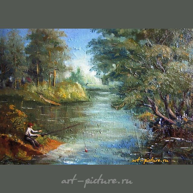 Рыбалка холст масло 