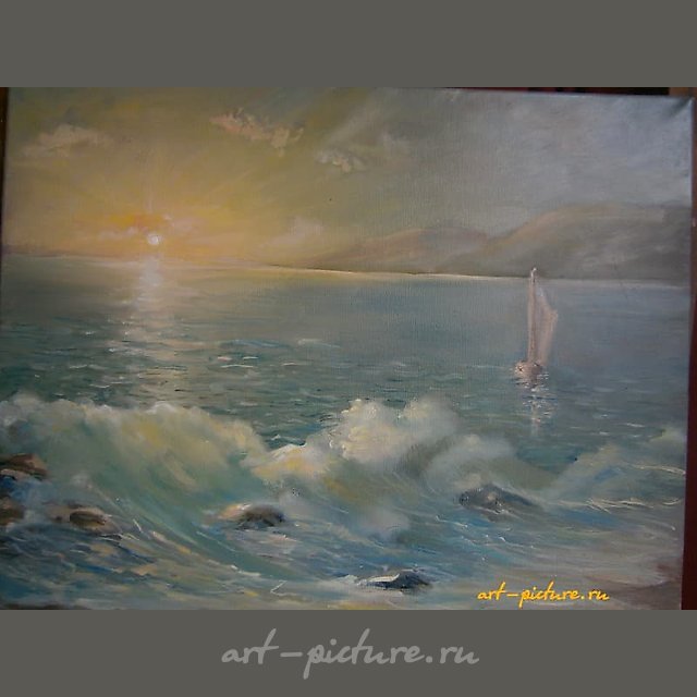 Морской пейзаж. Закат. холст масло 