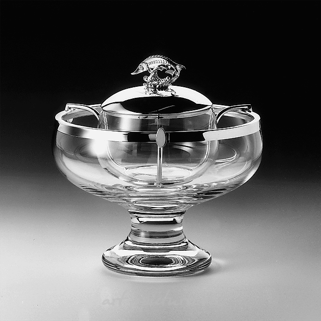 Икорница с серебряной крышкой и оправой TAFELGERÄTE SILBER