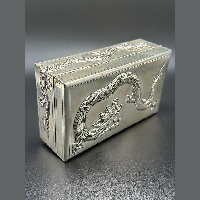 Серебряная коробка (шкатулка) с деревянной отделкой​. Китай, конец 19 века