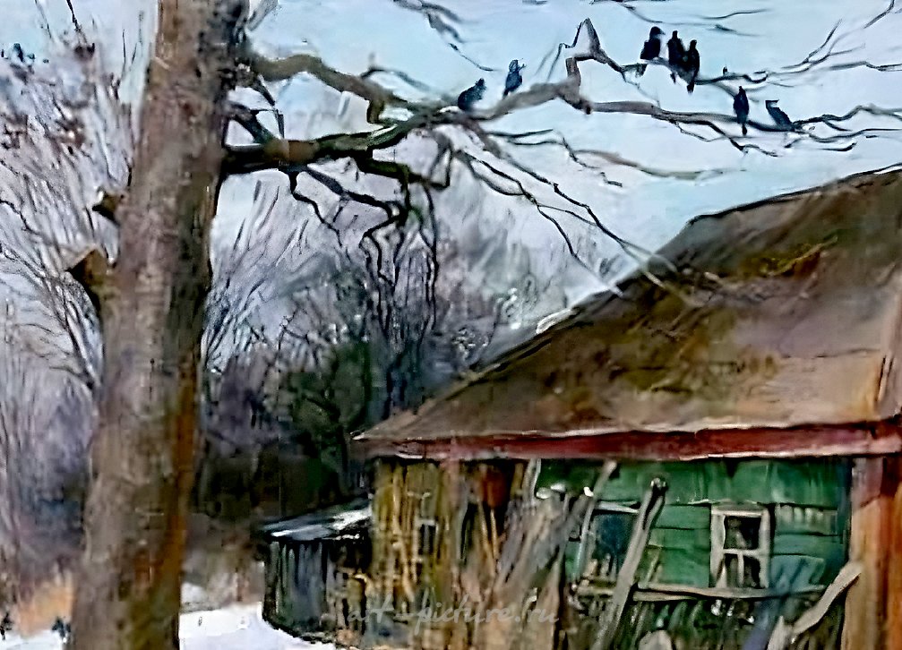 Этюд в деревне. Холст, масло. 35 х 50 см