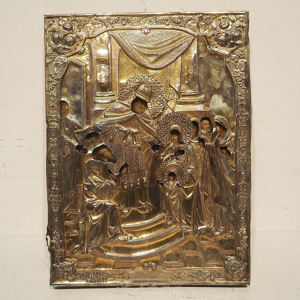 Russian icon 18/19th century, painted wood with...