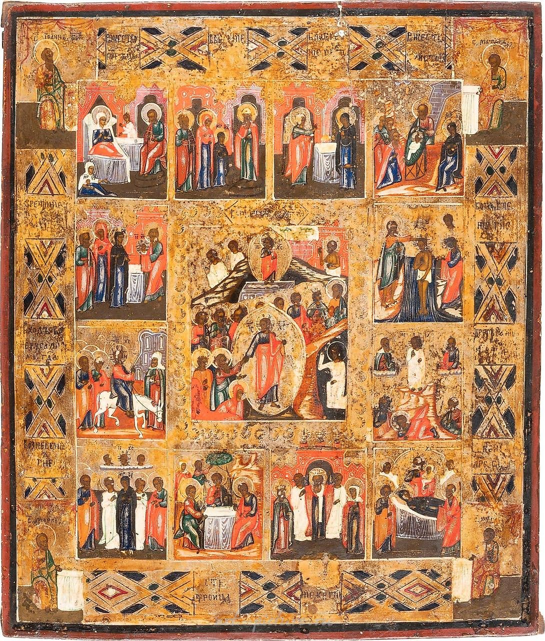 Икона праздника с четырьмя Евангелистами, Россия, конец XIX в.
