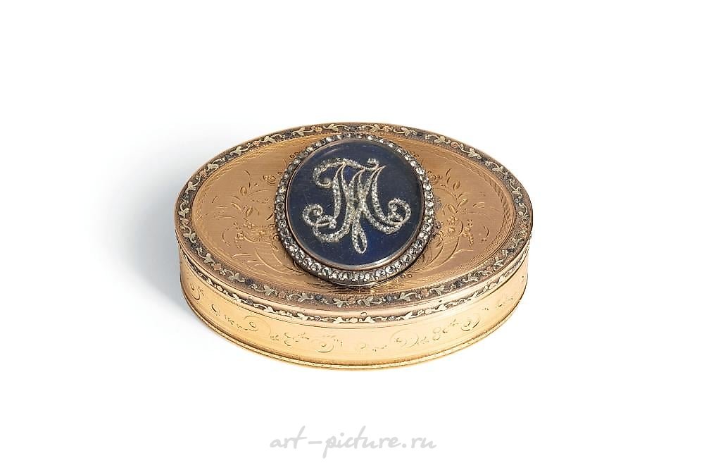 TWO-COLORED GOLD TOBACCO BOX, ENAMELS AND BRILLIANTS, 19TH CENTURY...