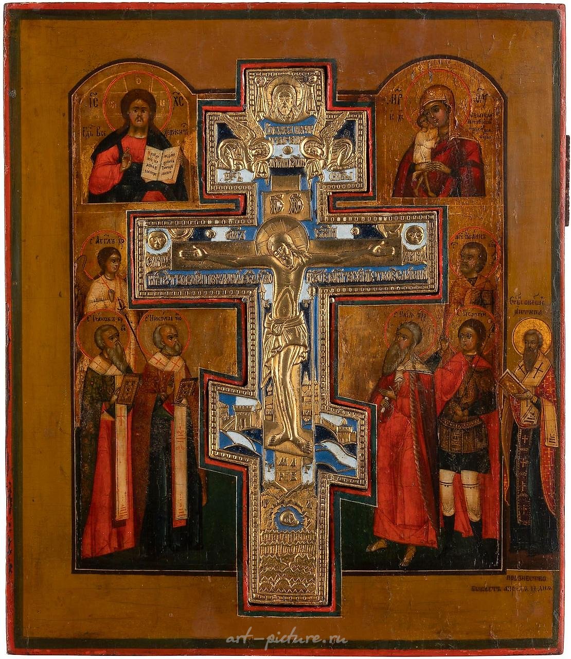 A STAUROTHEK ICON SHOWING THE CRUCIFIXION, CHRIST PANTOKRAT