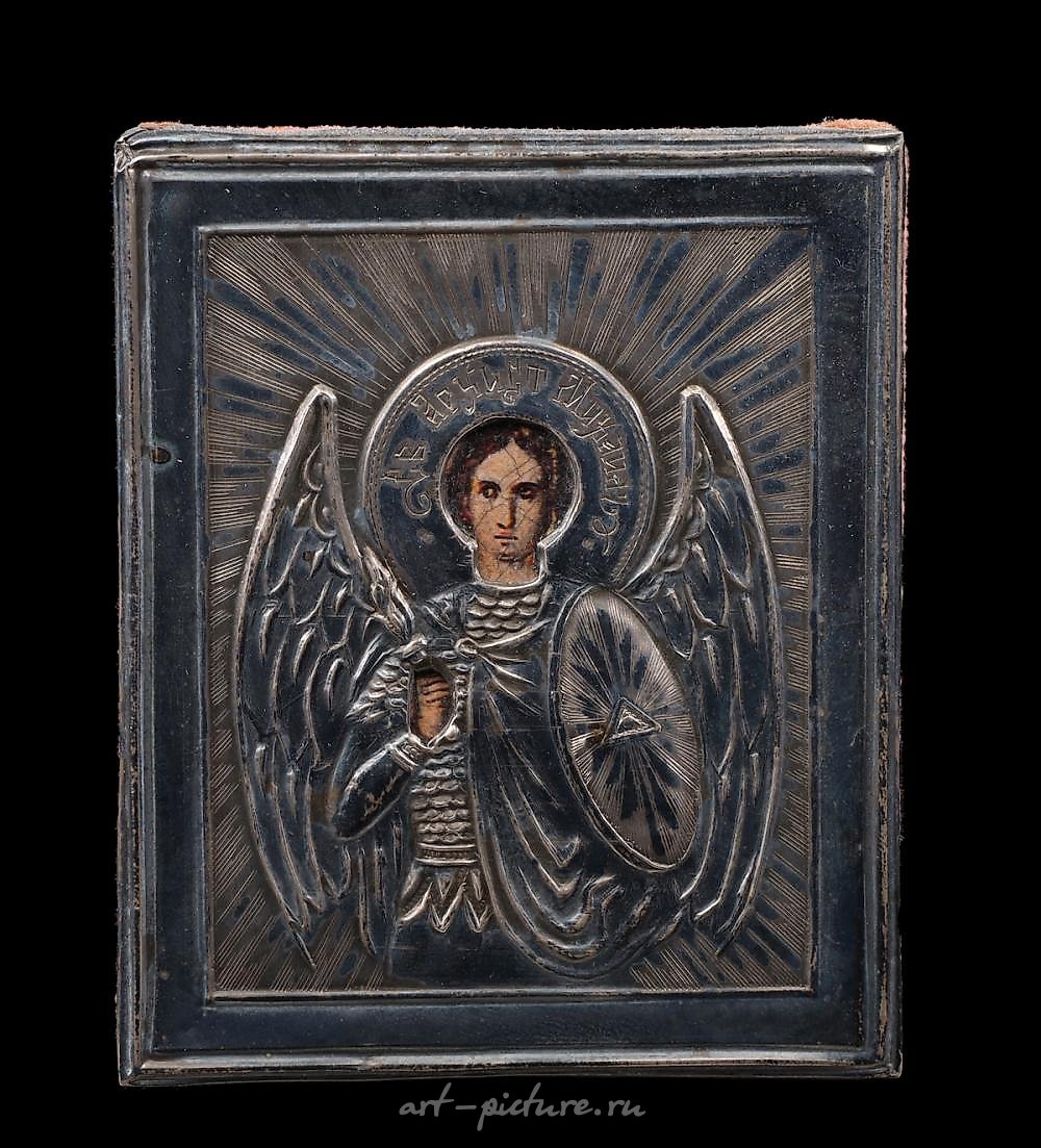 19th century photolithograph mounted Russian icon with silver ...