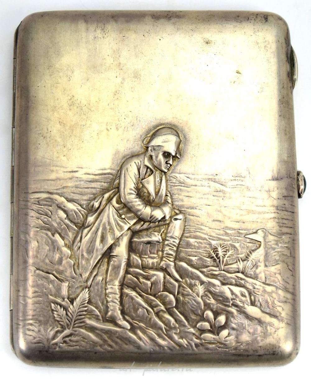 19th C. Antique Russian Imperial Niello Sterling Silver Cigarette Case