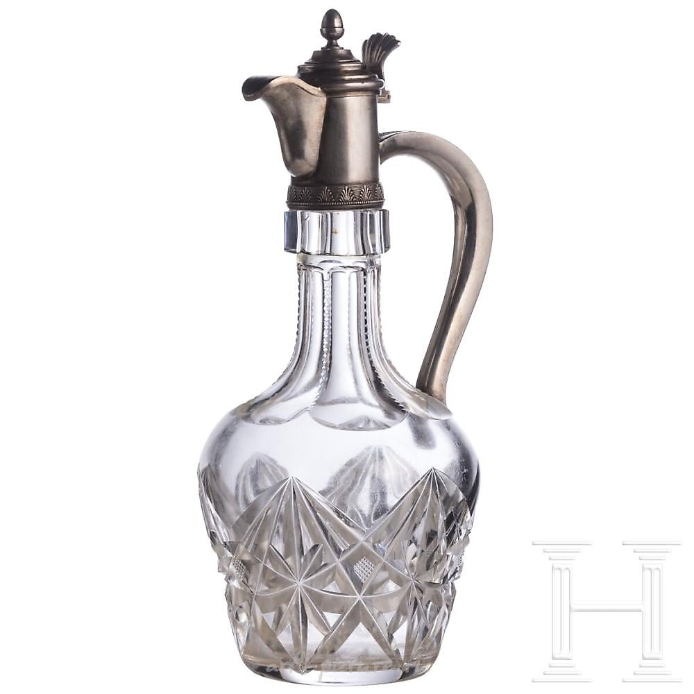 A Russian glass vase with silver-gilt mounting, Moscow, 1908