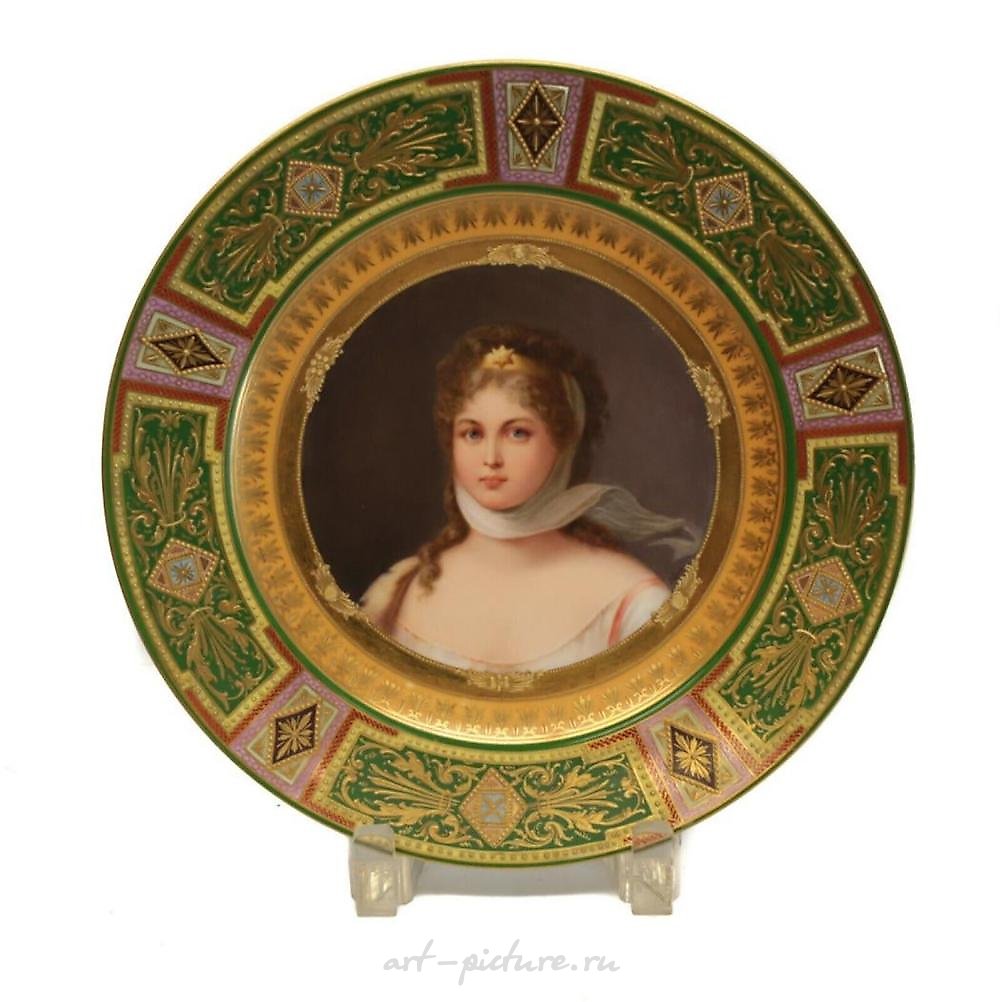 Фарфоровая кабинетная тарелка "Королева Луиза"  Royal Vienna XIX века