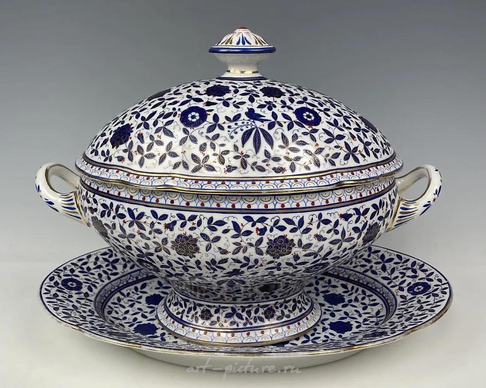 Фарфоровая супница и поднос Royal Vienna, около 1880 года.