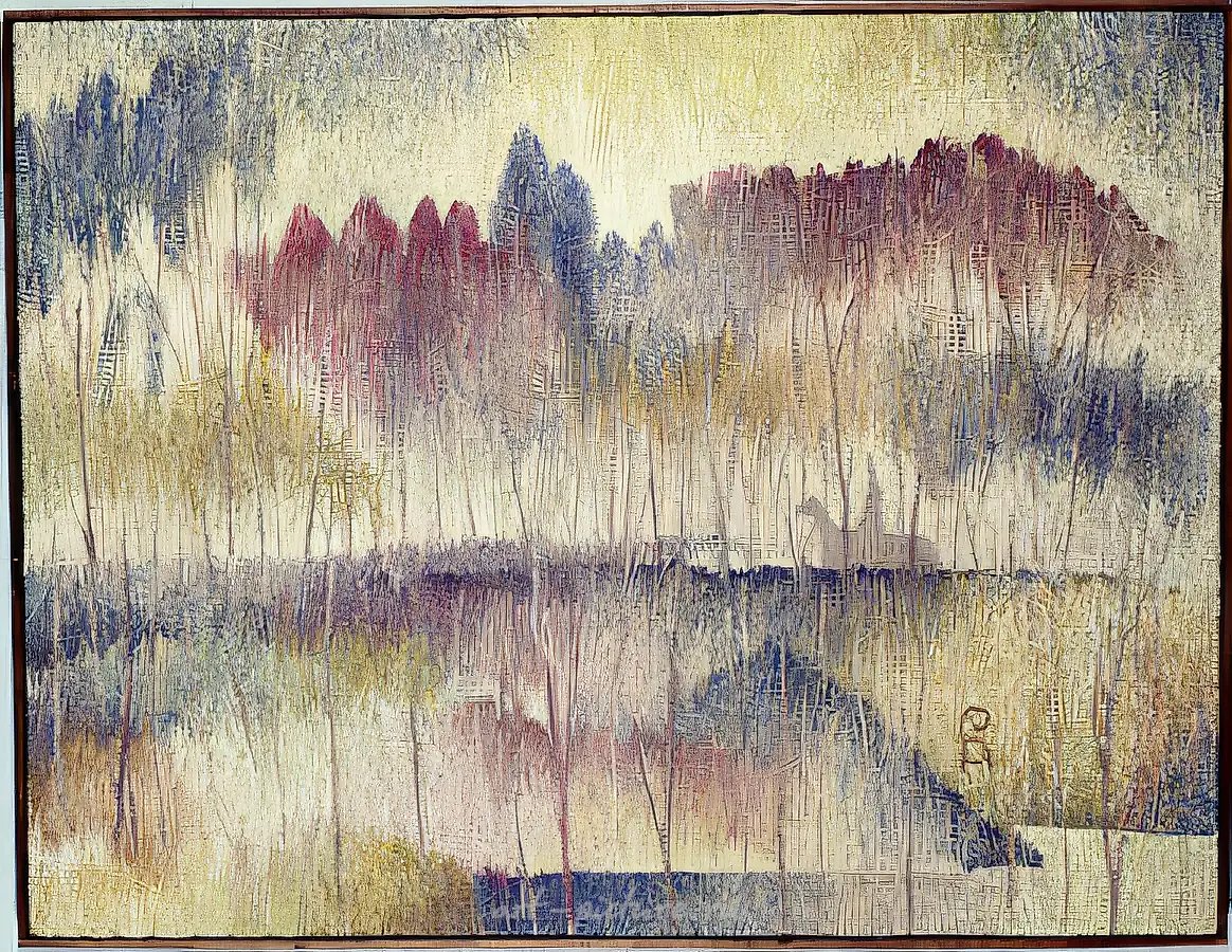 Раздумье., 1998, шерсть, ручное ткачество, 95х120 Частная коллекция