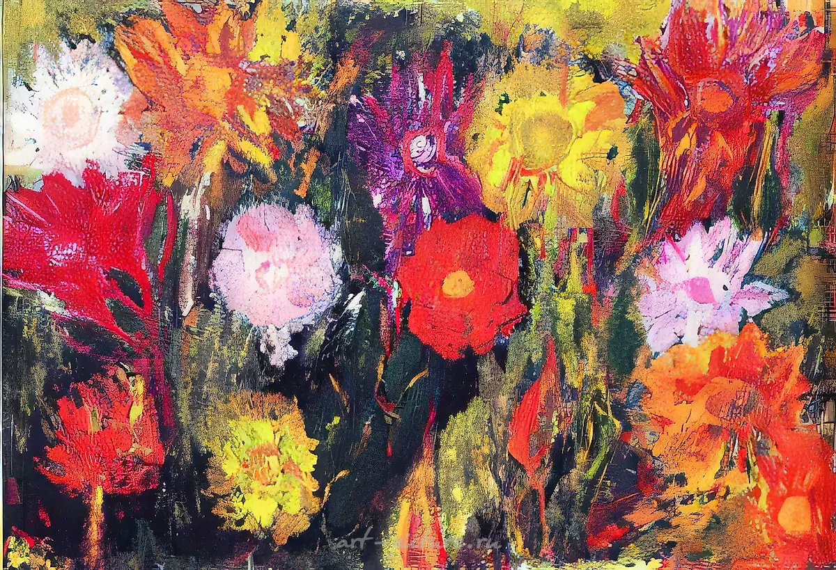 Сад осенью, 1994, смешанная техника на картоне, 46x67