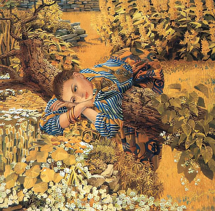 Девушка в саду, 1997, масло на холсте, 75x75, $2500