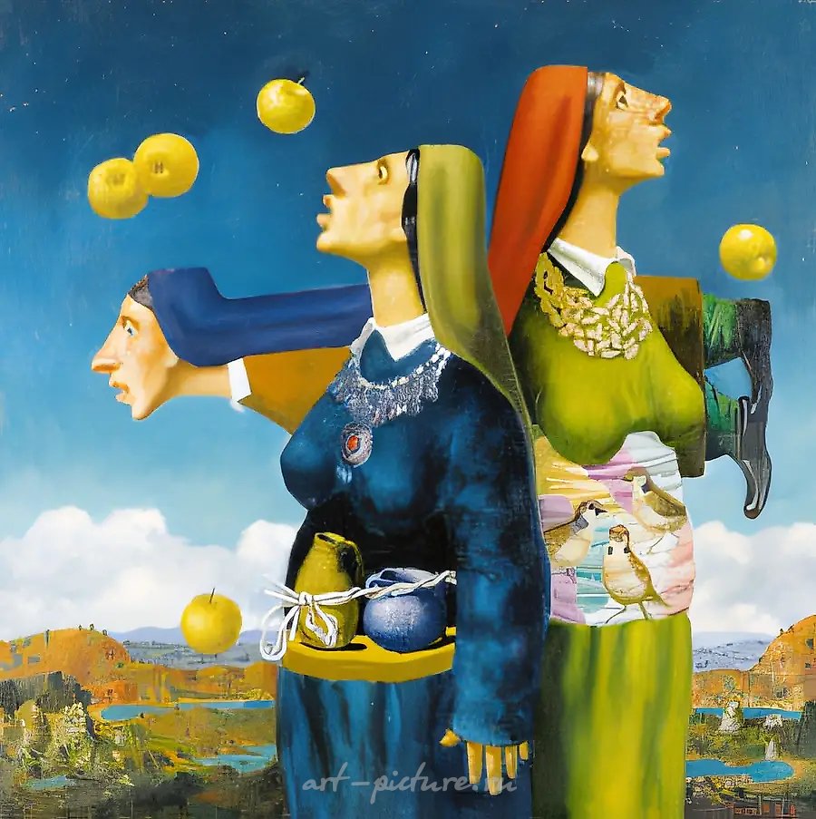 Яблоневый дождь., 1998, холст, масло, 80х80