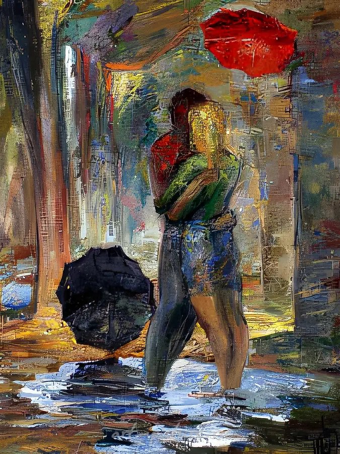 Зонтики, 1990, холст, масло, 80х60