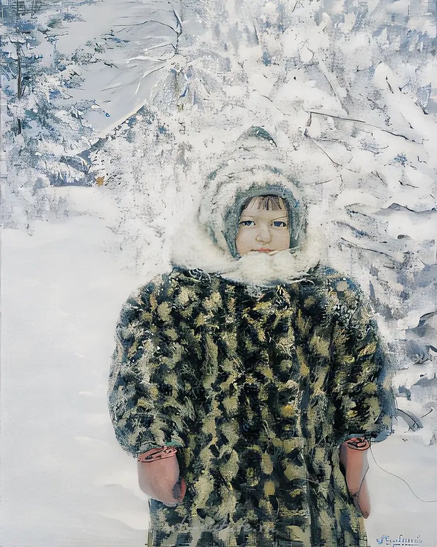 Девочка в шубке, 1998, холст, масло, 100х80