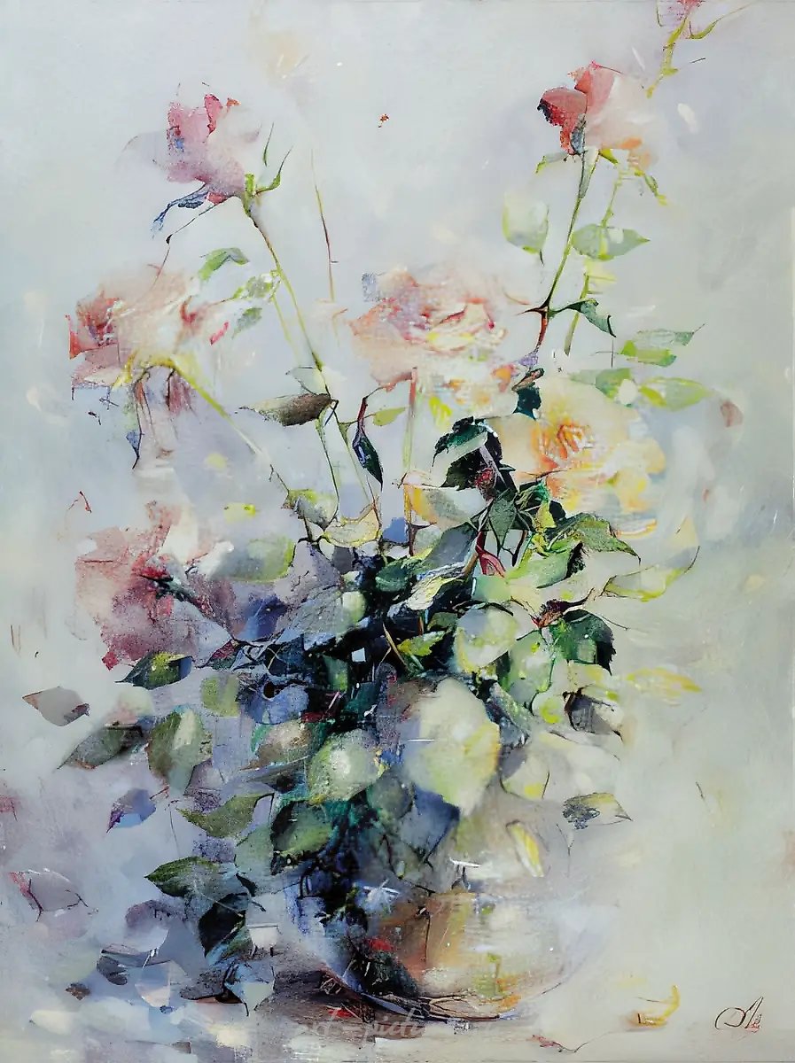 Букет роз, 1999, холст, масло, 80х60