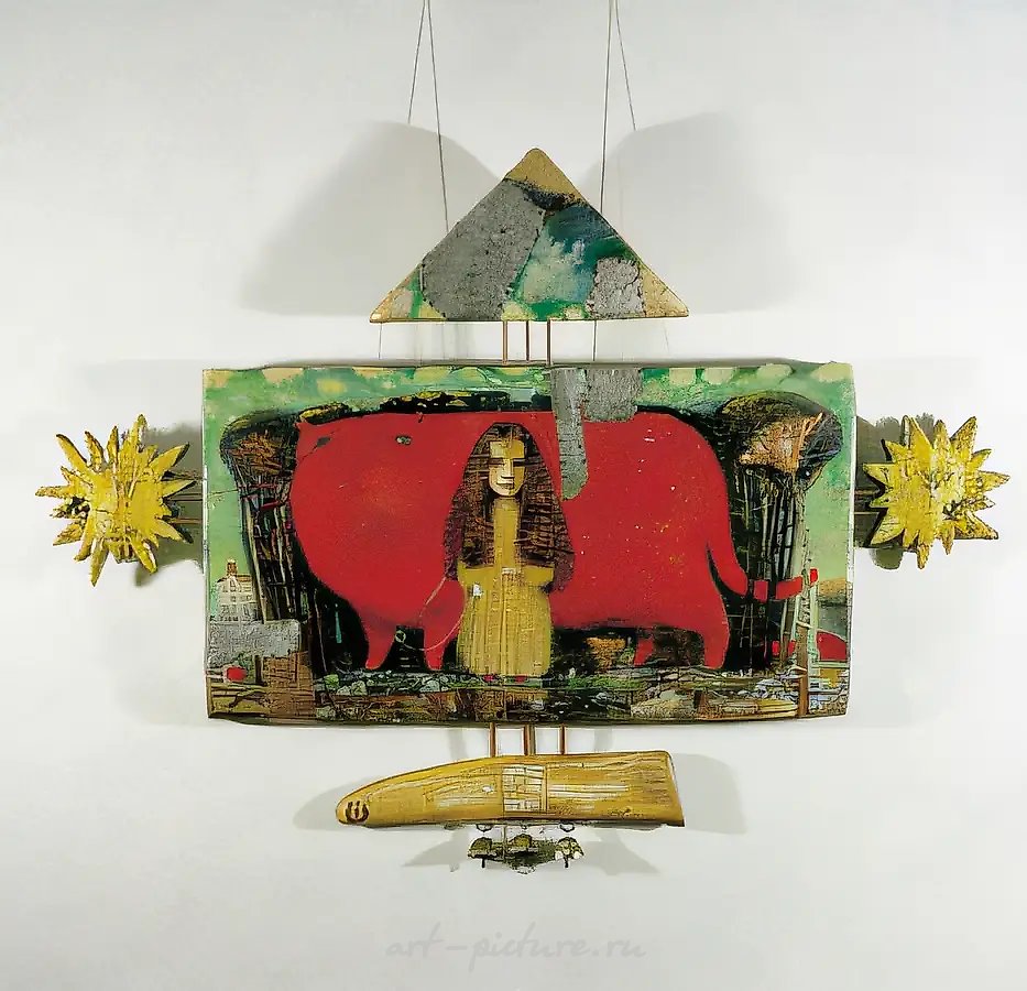 Вечерняя прогулка, 1998, холст, акрил, металл, 70х80