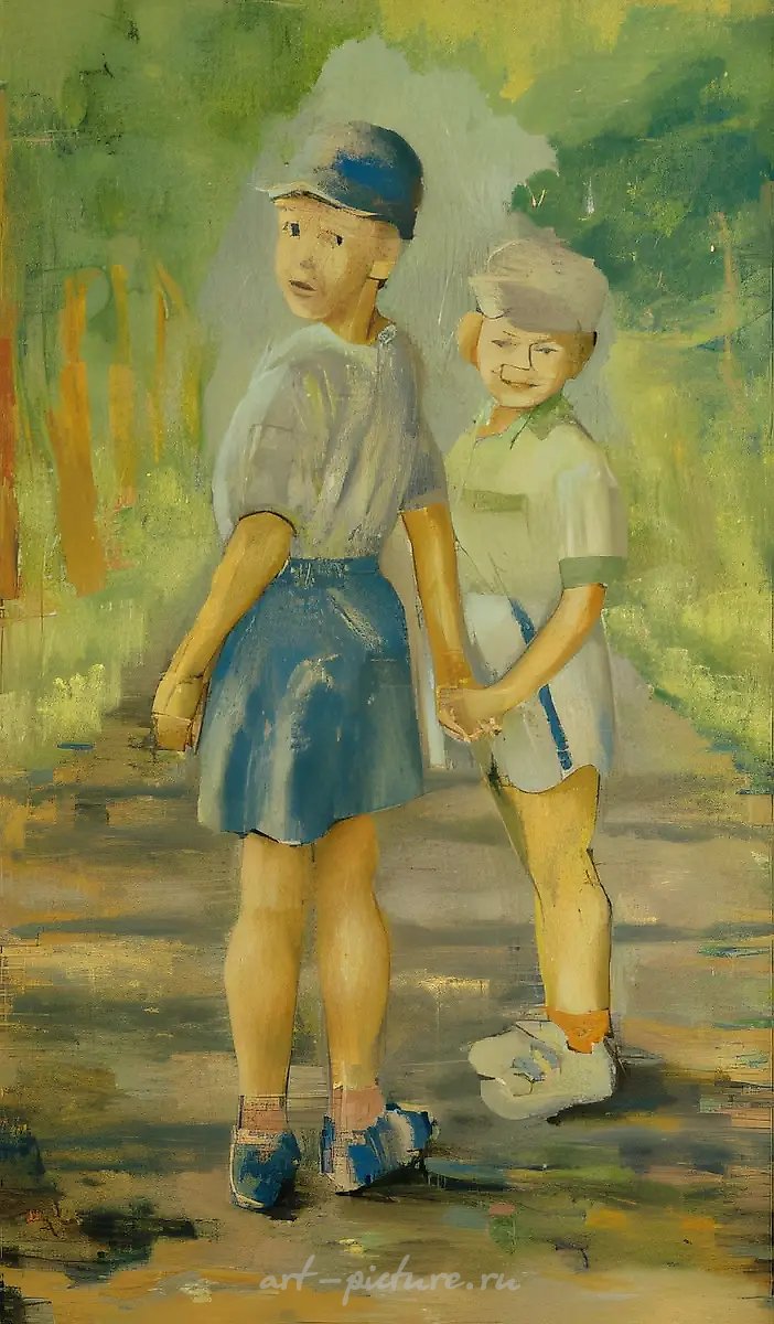 Начало. Братья, 1999, холст, масло, 100х60
