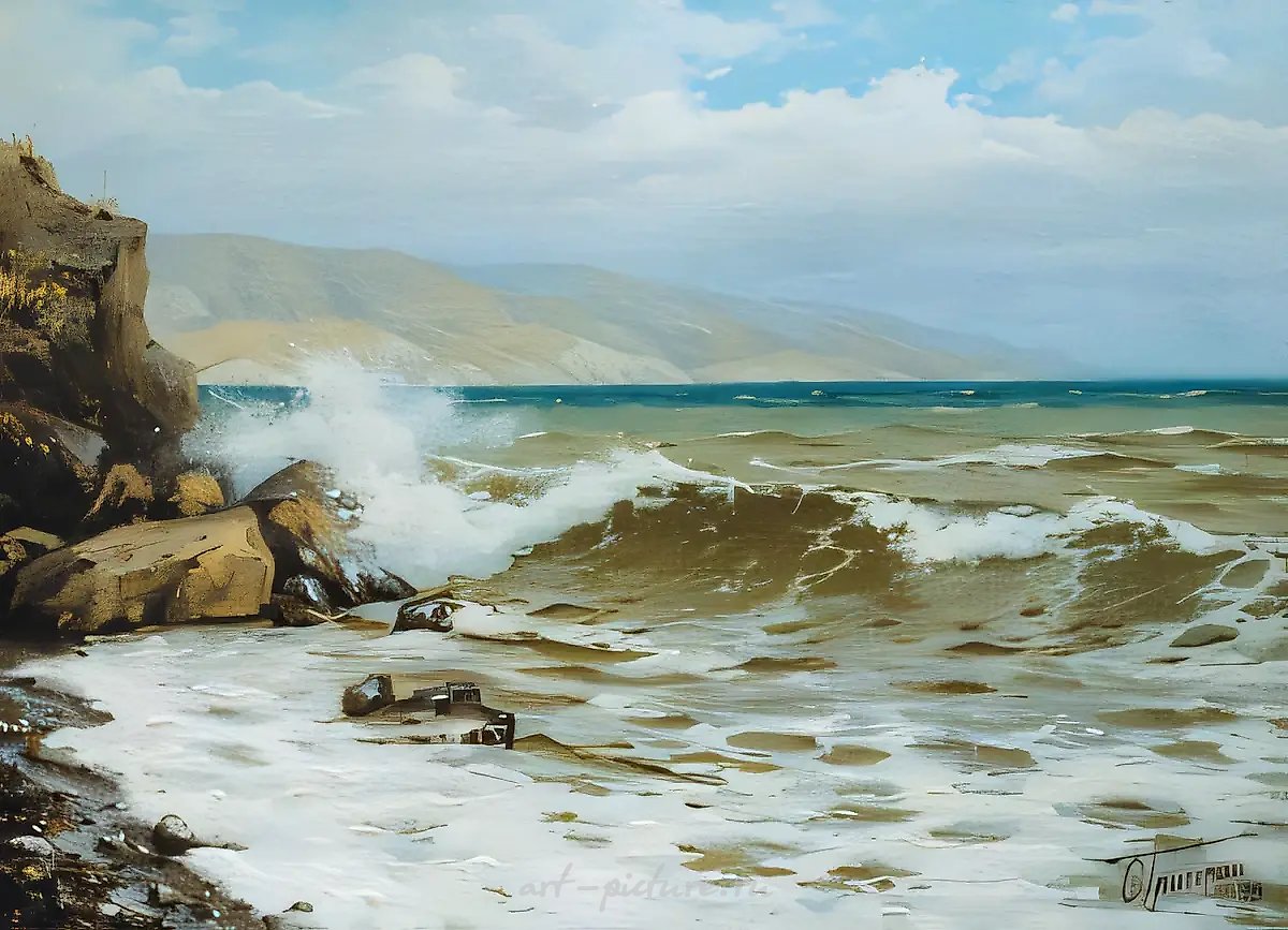 После шторма, 1999, масло на холсте, 45x64, $1100. Частная коллекция