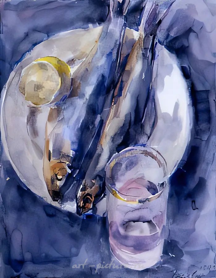 Селёдка, 1998, акварель, бумага, 34x27,5, $500. С. В. Филимонов. Частная коллекция, Новосибирск, Россия