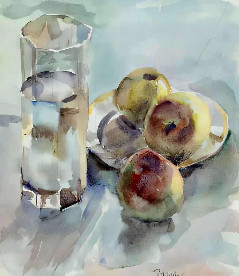Натюрморт со стаканом, 1996, акварель, бумага, 28x25,5, $500. Собственность автора