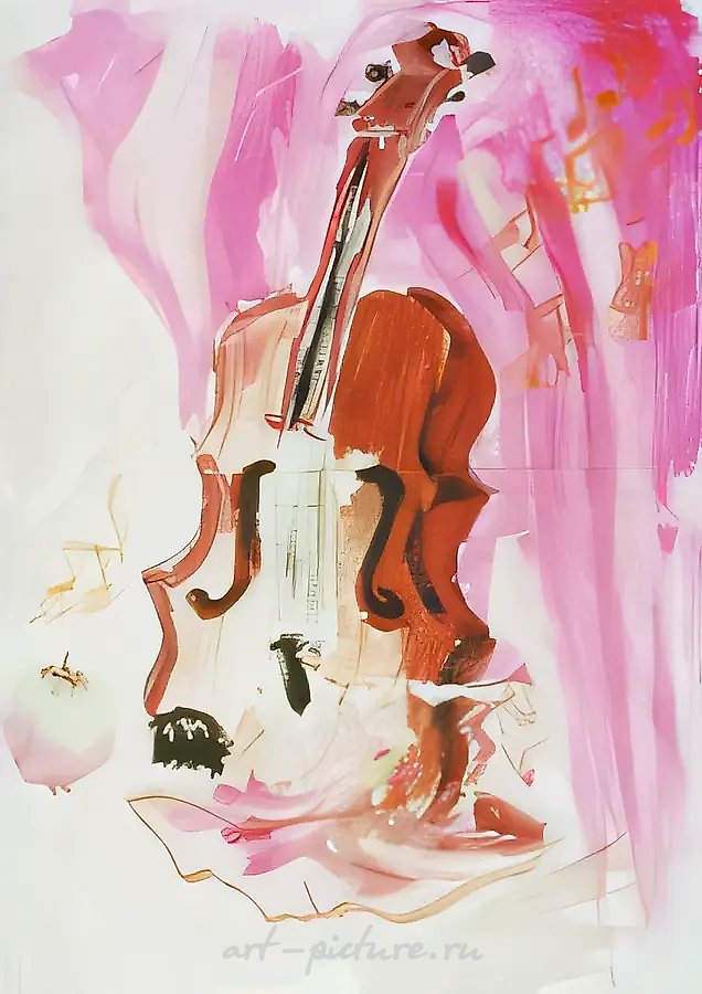 Натюрморт. Скрипка и яблоко, 1999, доска, гуашь, 55x45