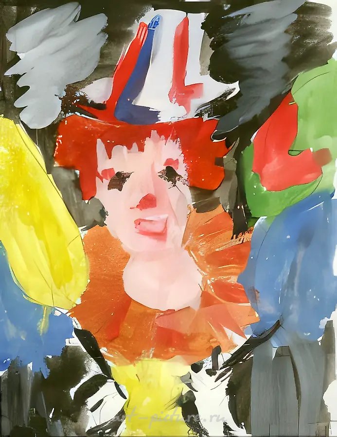 Клоун, 1999, доска, гуашь, 24x18