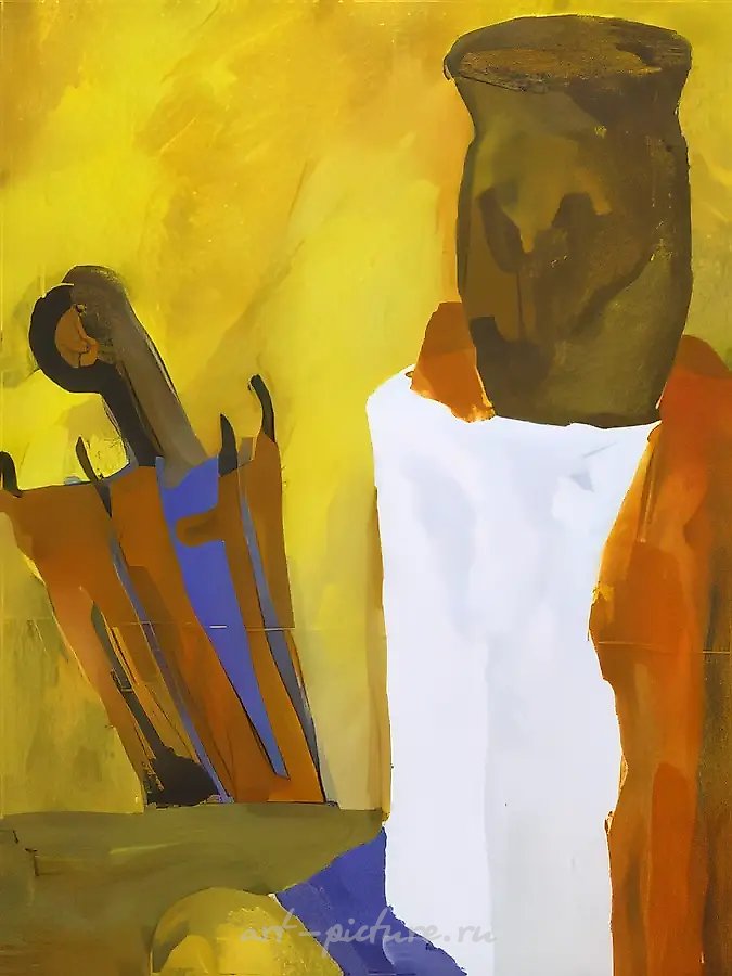 Натюрморт. Зонт и кувшин, 1999, доска, гуашь, 40x30