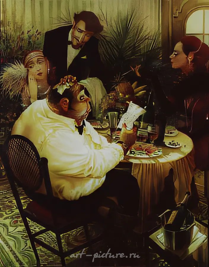 Ресторанный счёт, 1999, смешанная техника, 100x80. Собственность автора