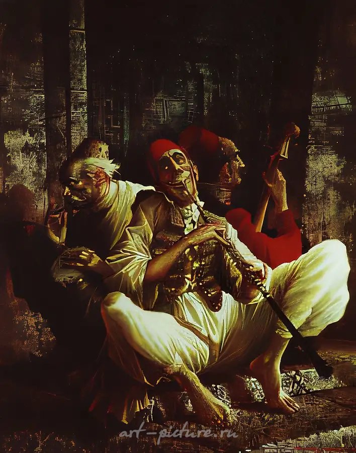 Музыканты, 2001, смешанная техника, 125x100. Собственность автора