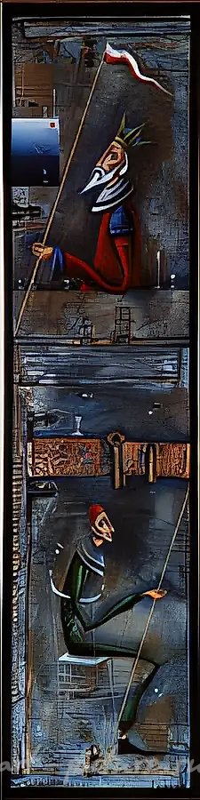 Из серии "Шахматы", 2001, дерево, масло, 112х38