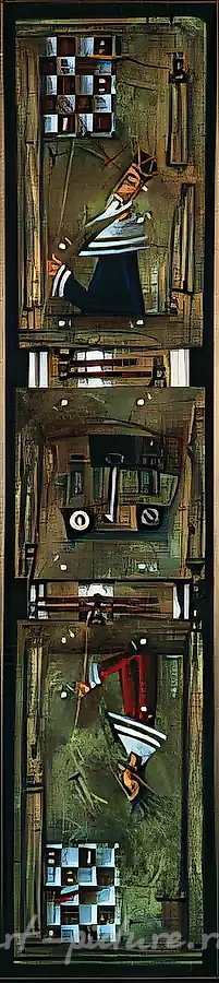 Из серии "Шахматы". Король - Королева, 2001, дерево, масло, 125х40