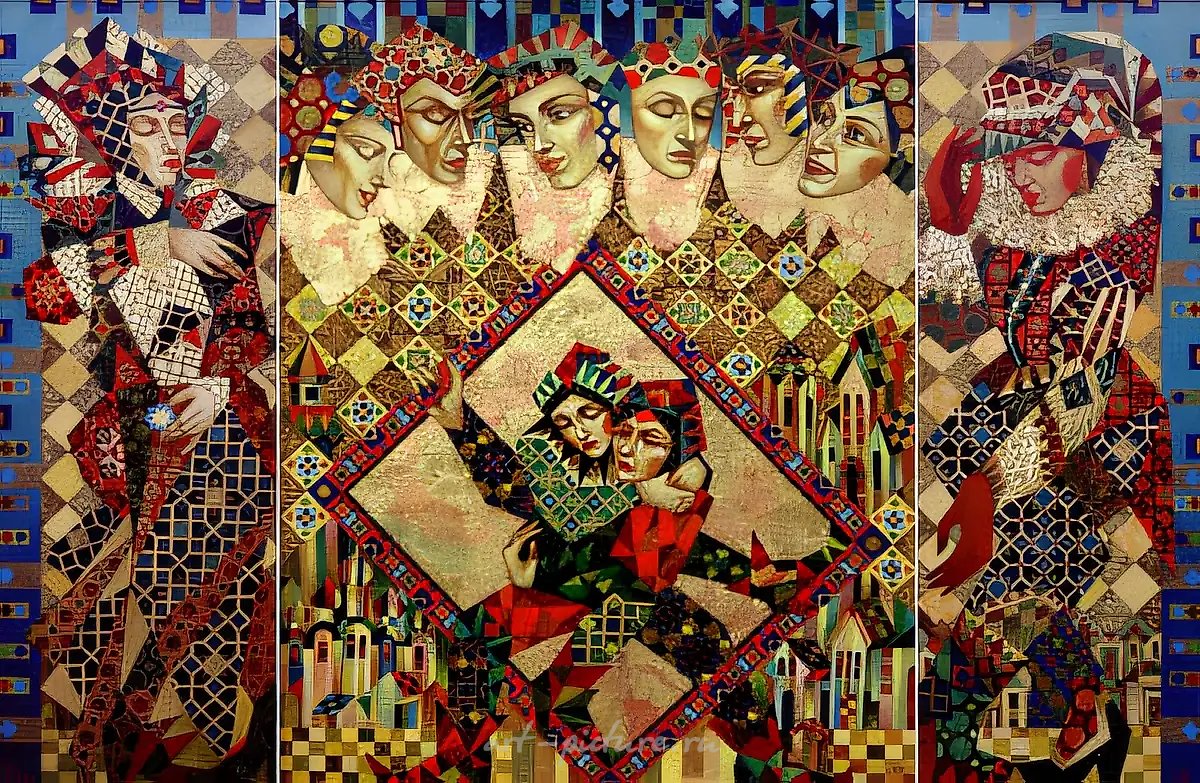 Весь мир театр. Триптих, 2001, холст, масло, 100х36, 100х80, 100х36 Собственность автора