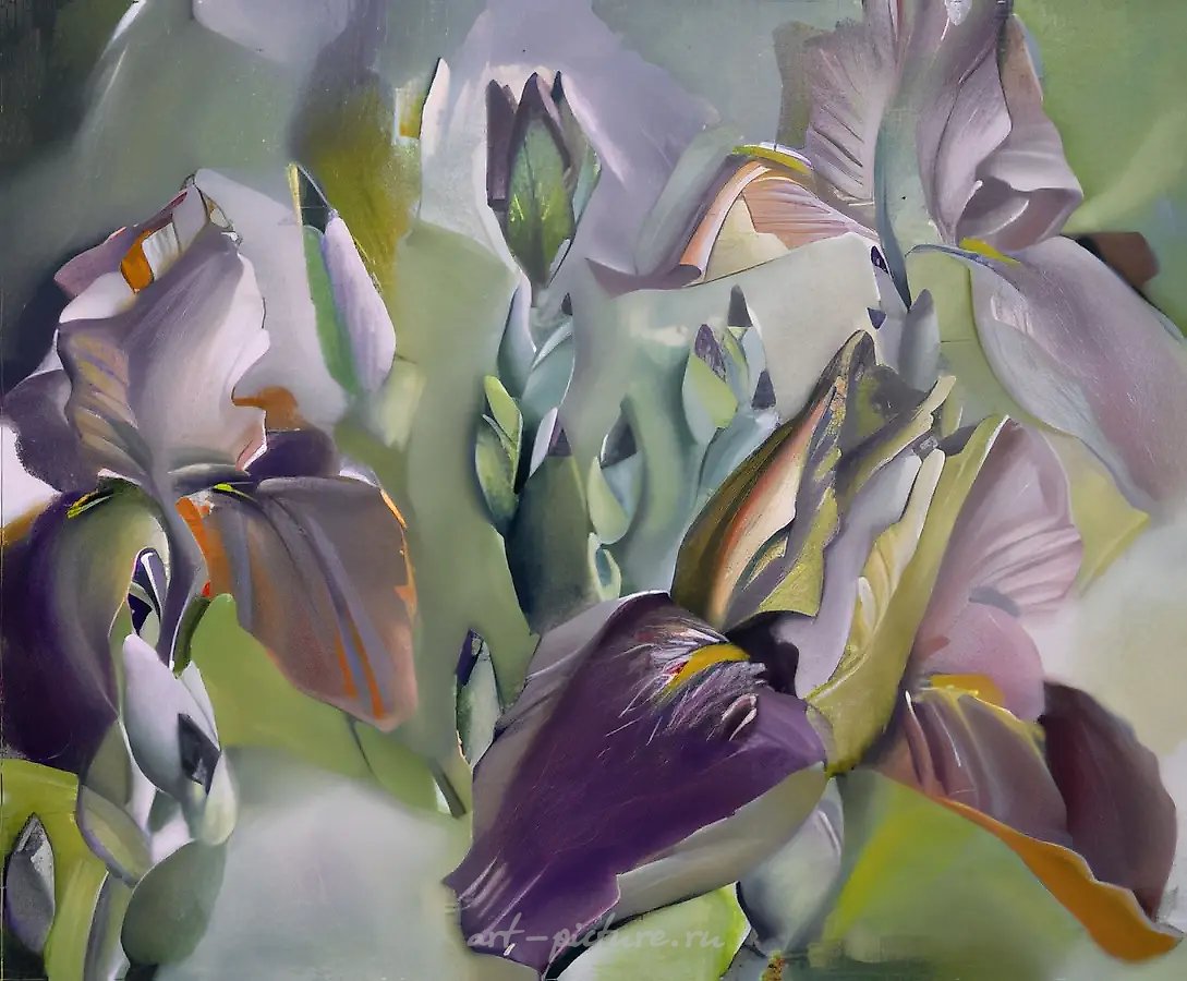 Ирисы, 1999, холст, масло, 60х70 Собственность автора