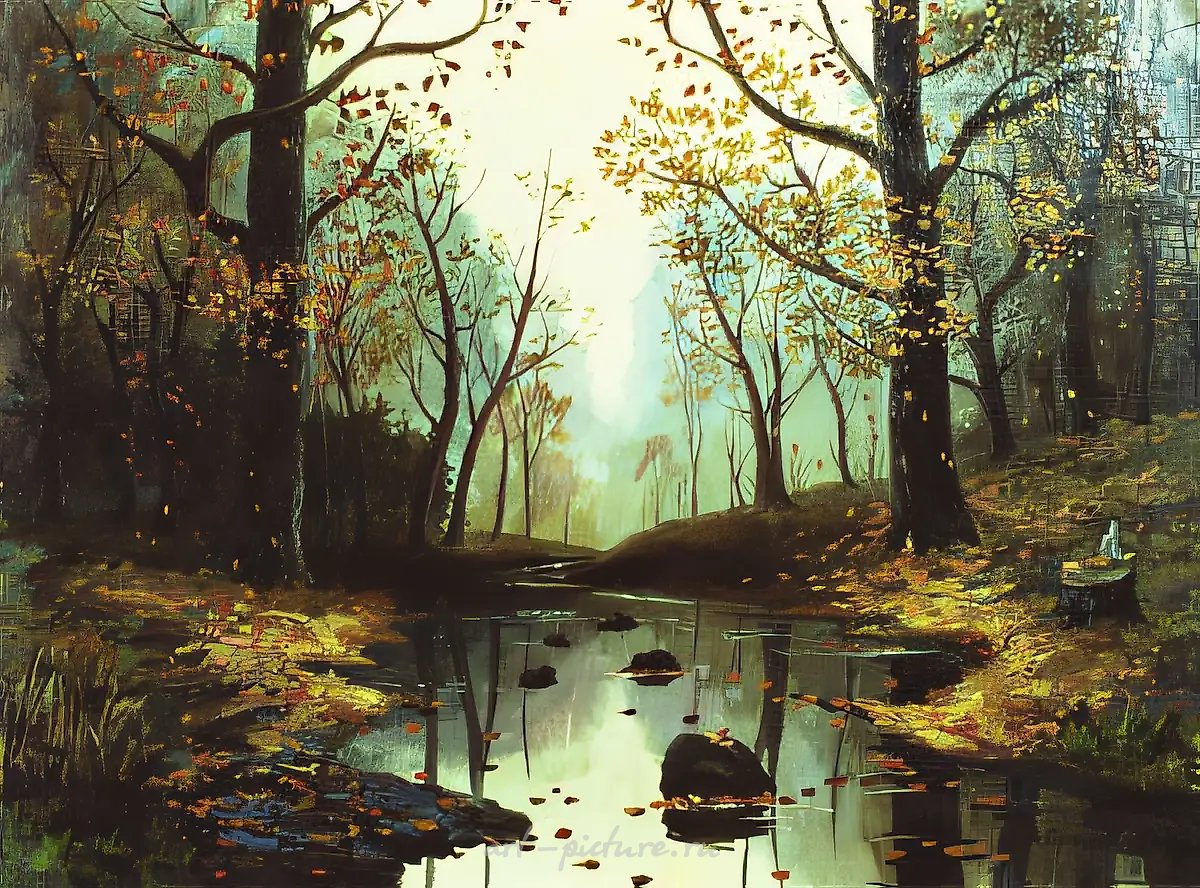А. Оранская. Осень. Высыхает лесная речка, 0, холст, масло, 50х60
