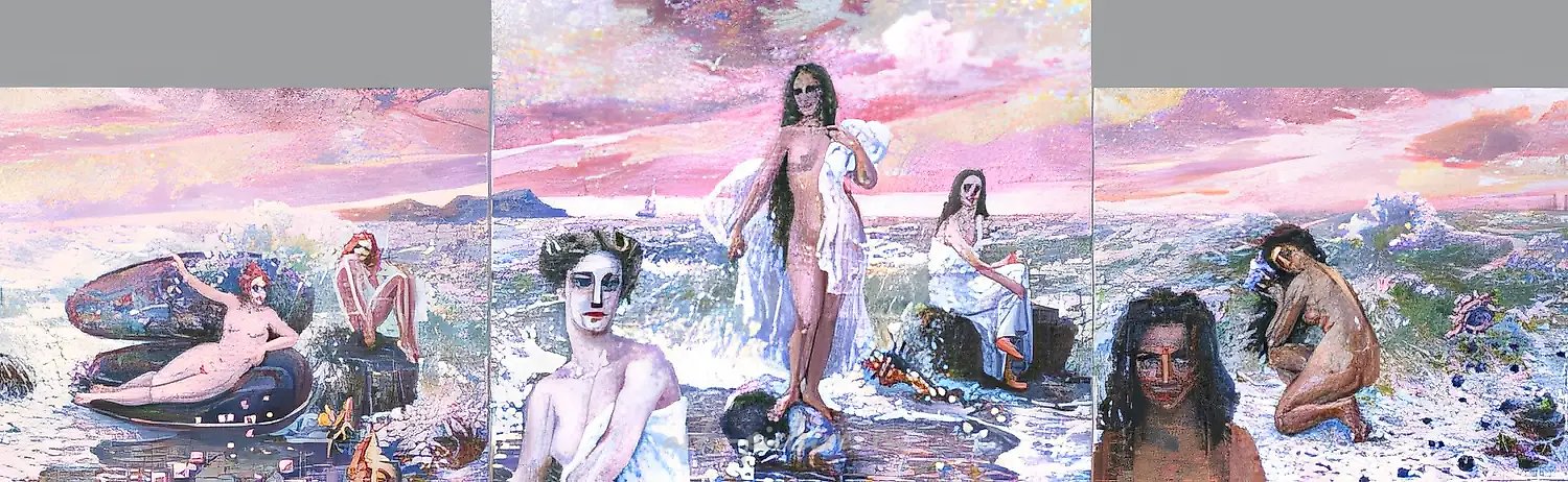 А. Оранская. Жемчуг. Триптих, 2000, холст, масло, 150х60,  $1.400