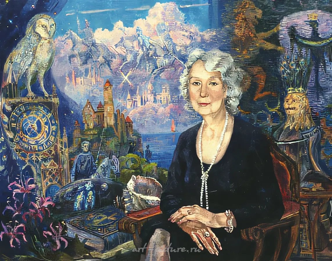 Д.Небогатов. Портрет художницы Августы Оранской, 1998, холст, масло, 80х100, $580