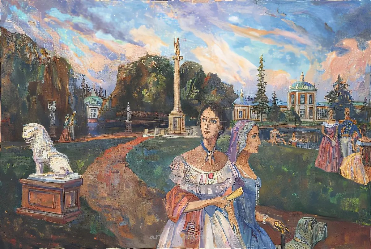 Д.Небогатов. Прогулка на закате, 2000, холст, масло, 60х90, $350
