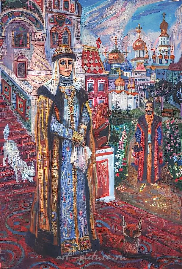 Д.Небогатов. Царица на крыльце, 2000, холст, масло, 127х87, $580