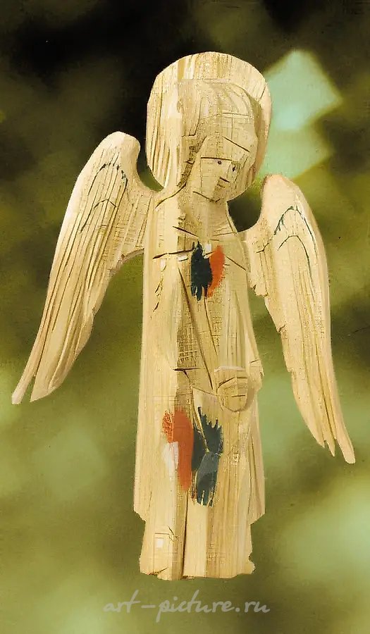 Ангел-хранитель, 1991, дерево, резьба, 14x12x3,5