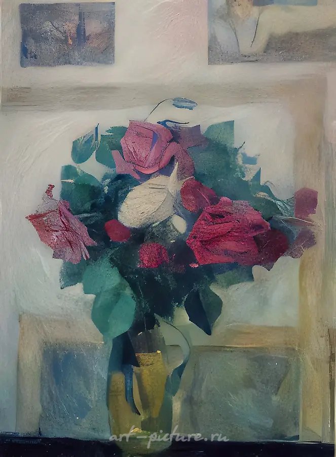 Розы, 1976, темпера на холсте, 80x80