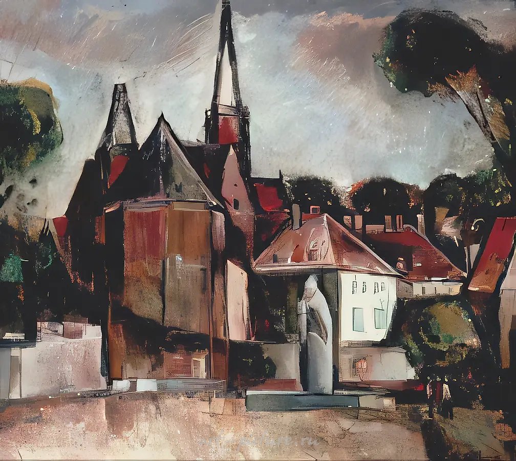 Костёл Святого Мартина. Вроцлав, 1985, холст, масло, 80x70. Собственность автора