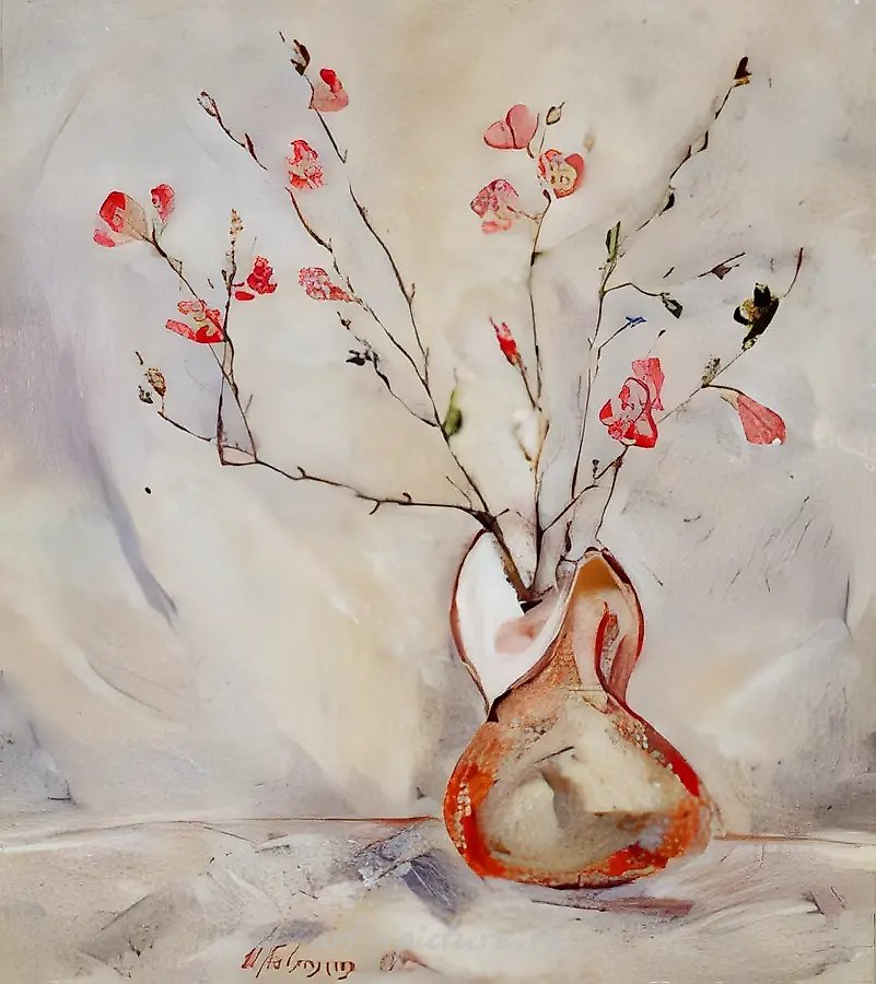红色花卉,1999年,布面油画,45×40厘米,作者自藏