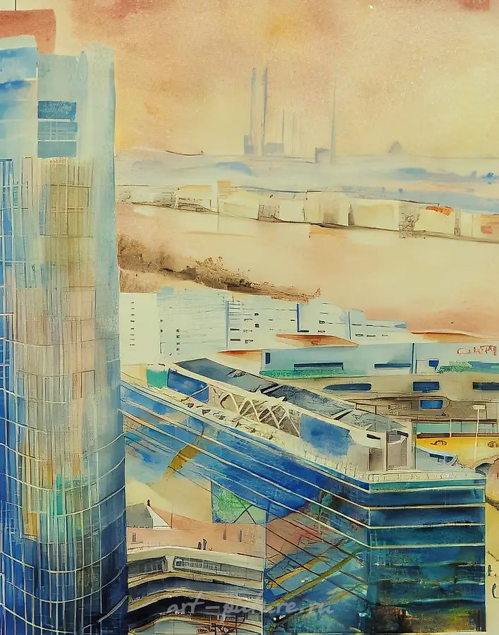 Вена. Данау-Сити, 2001, бумага, акварель, 62х49 Собственность автора