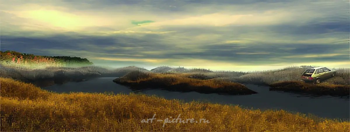 Чёрная река, 2004, лайтбокс, 2800x800 мм. Звук — James Welburn